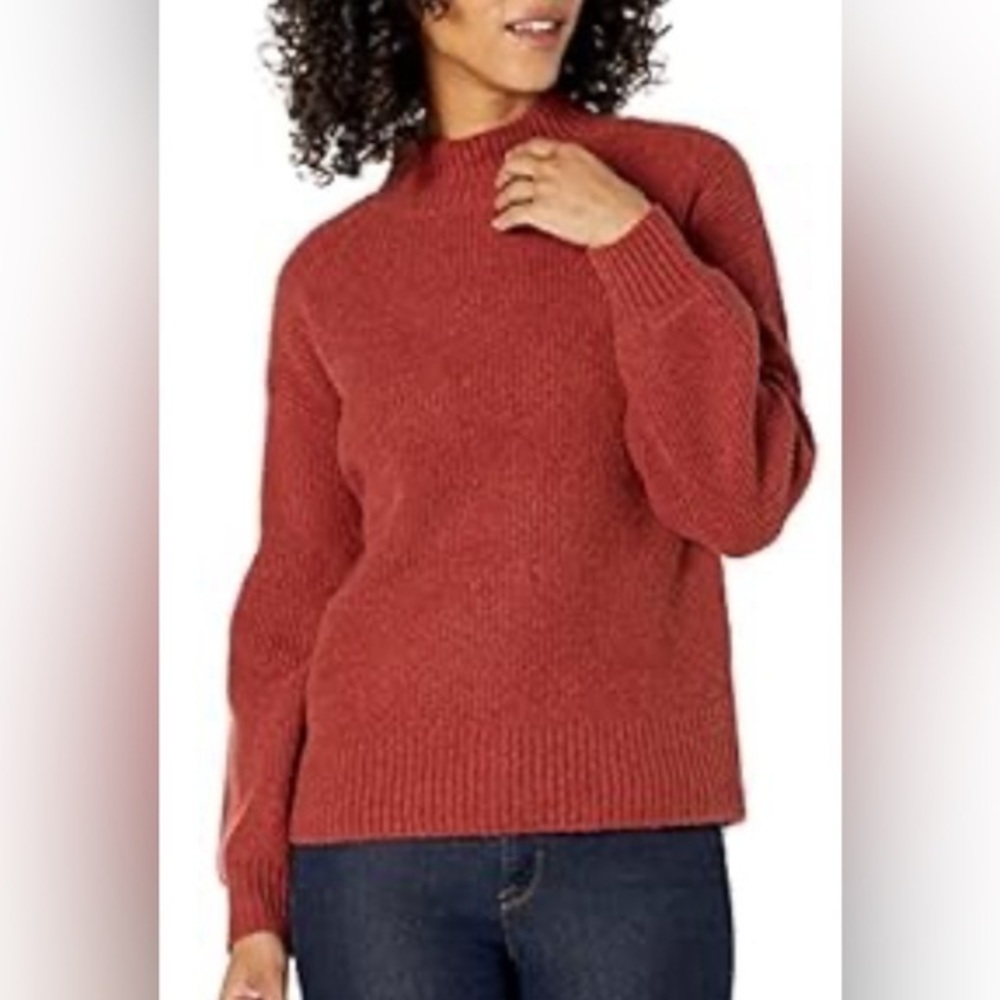 Goodthreads Crewneck Sweater Rust Burnt Orange Comfy Soft Boucle Balloon sleeve